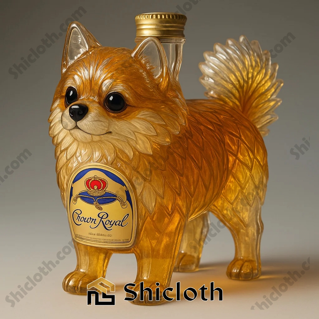 Pomeranian Dog Whiskey Bottle