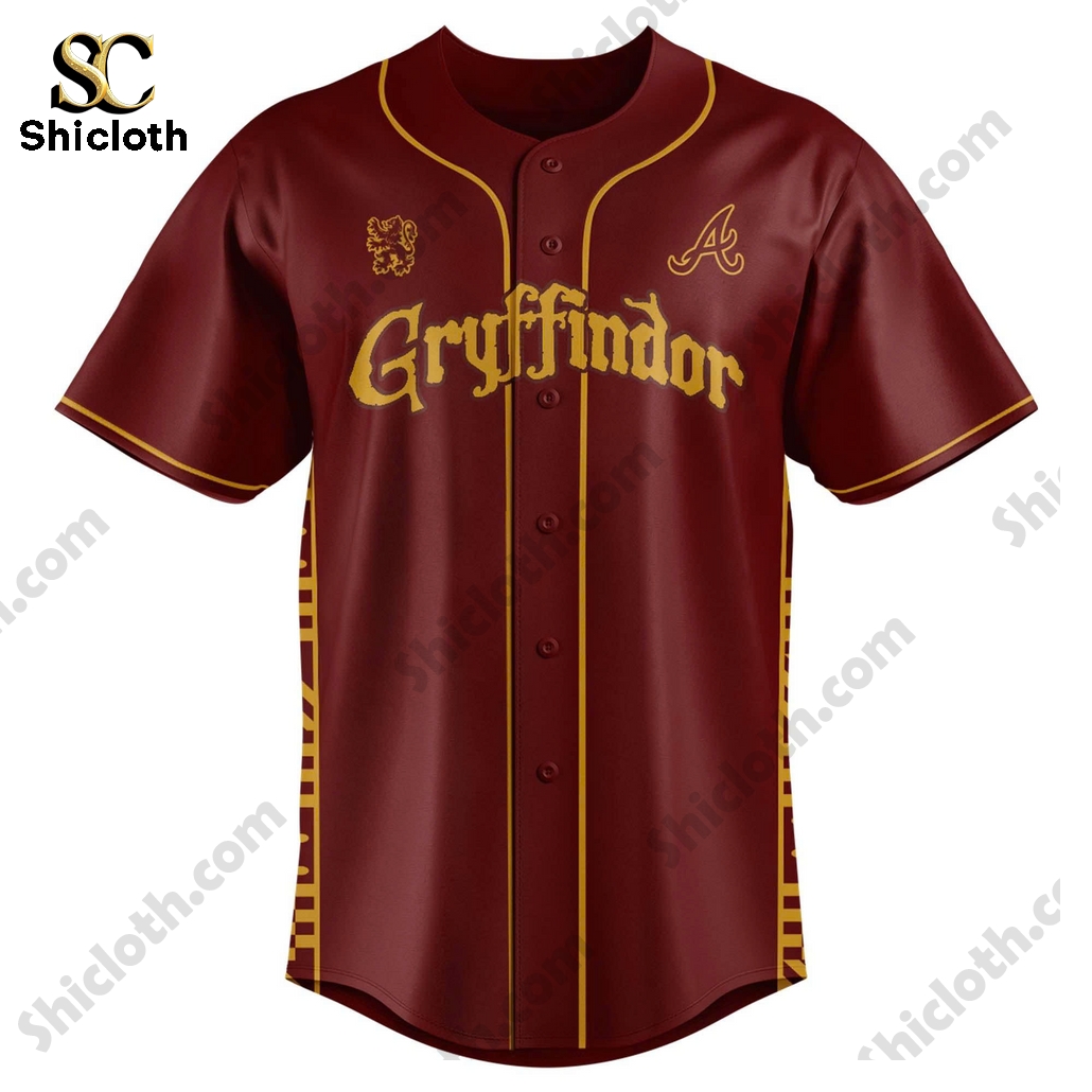 Alternative view of Atlanta Braves Gryffindor House Baseball Jersey
