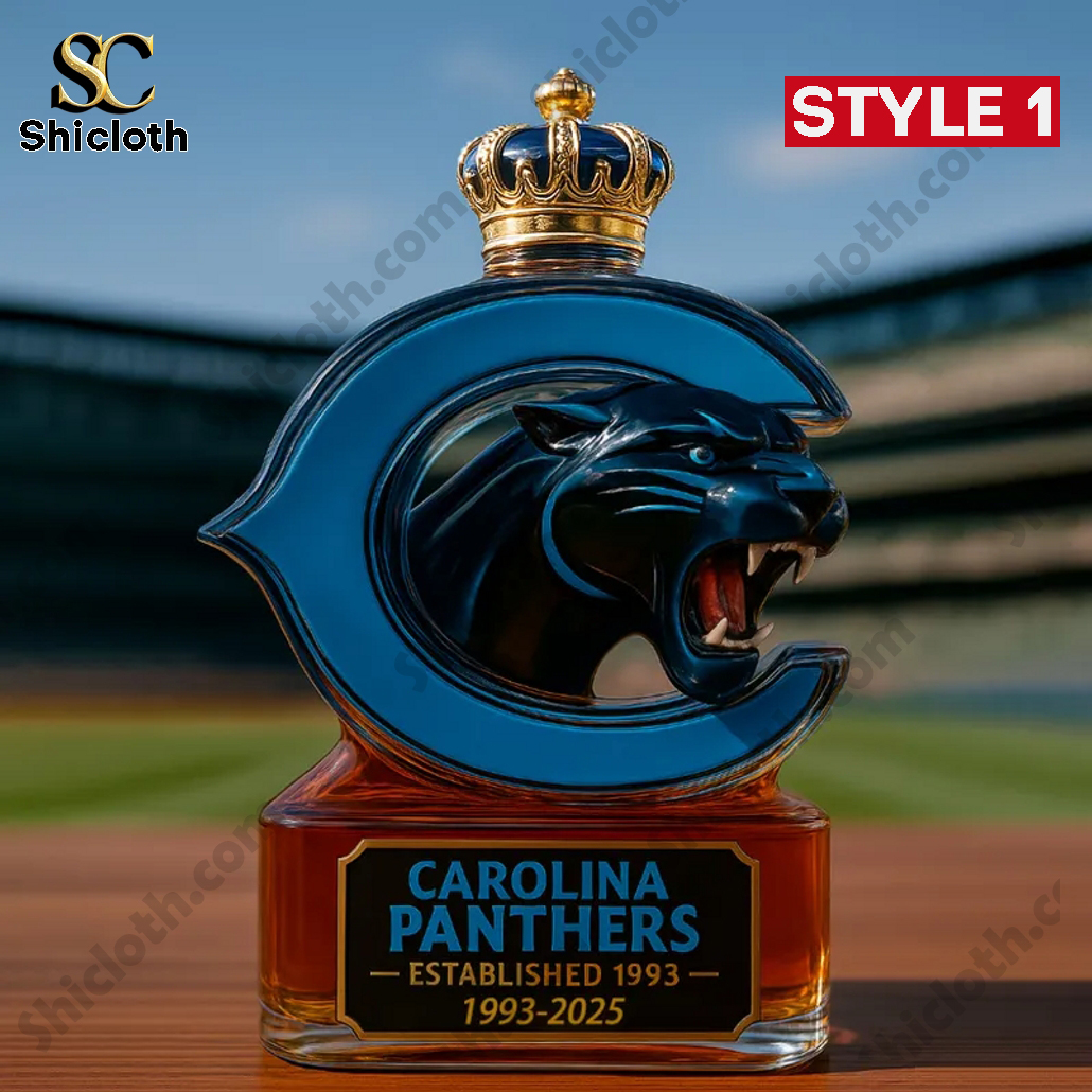 Carolina Panthers Sir Purr Mascot Established 1993-2025 Whiskey Bottle