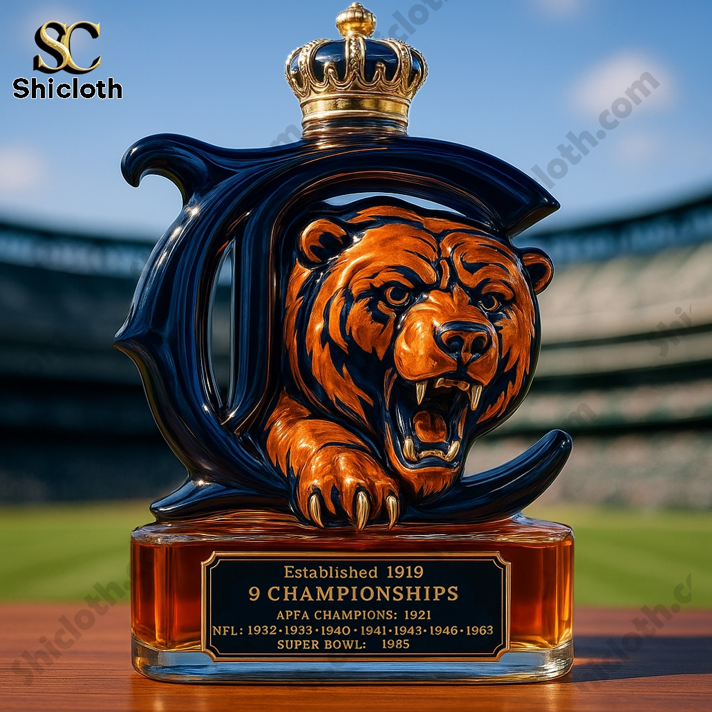Chicago Bears NFL 9 Championships Whiskey Bottle