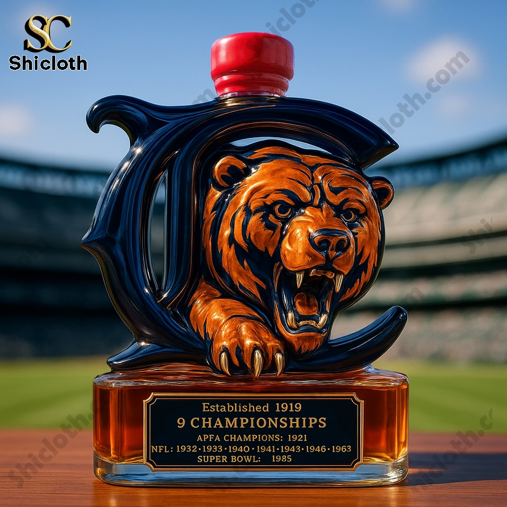 Chicago Bears NFL 9 Championships Whiskey Bottle 3 Chicago Bears NFL 9 Championships Whiskey Bottle - Image 3
