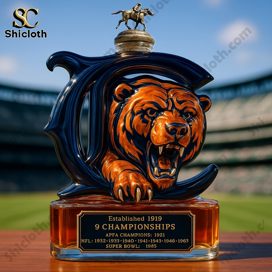 Chicago Bears NFL 9 Championships Whiskey Bottle 4 Chicago Bears NFL 9 Championships Whiskey Bottle - Image 4