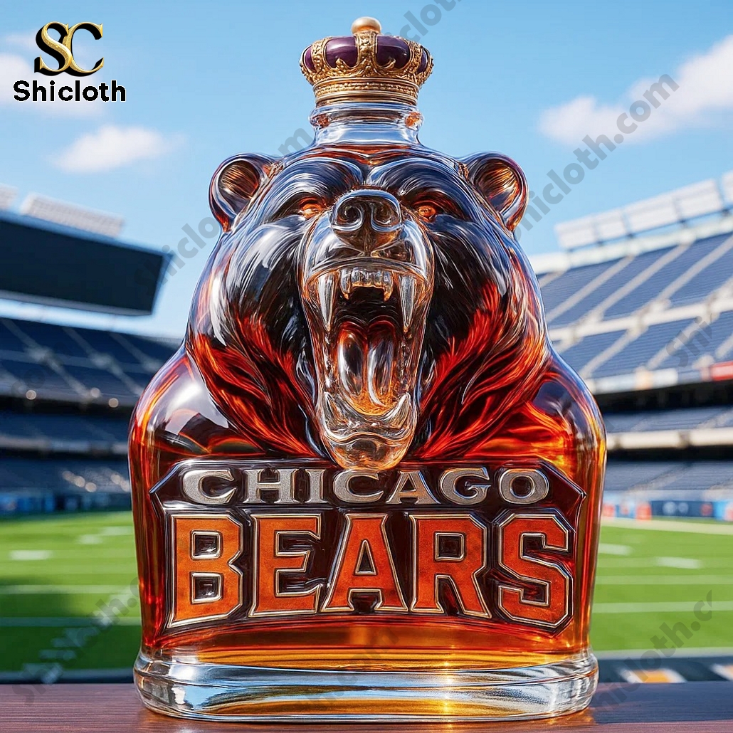 Chicago Bears Staley Da Bear Head Limited Edition Whisky Bottle