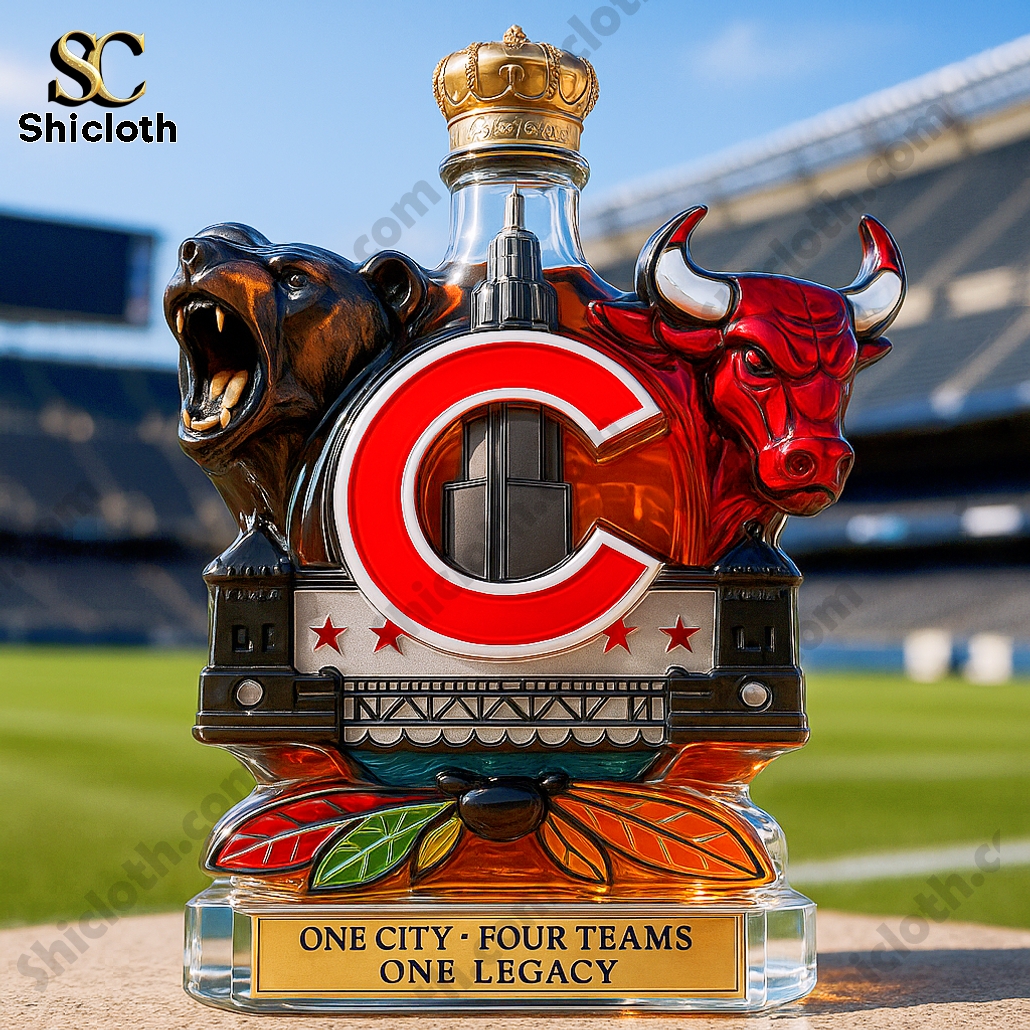 Chicago Sports Four Team Whiskey Bottle