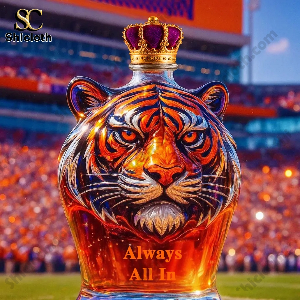 Clemson Tigers Always All In Whiskey Bottle