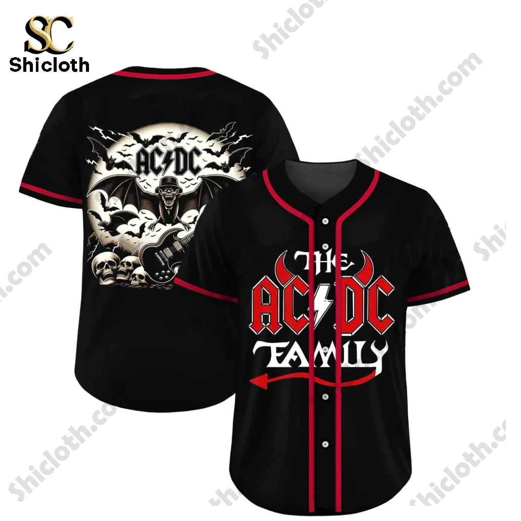 Alternative view of Custom The AC/DC Tamlly Baseball Jersey