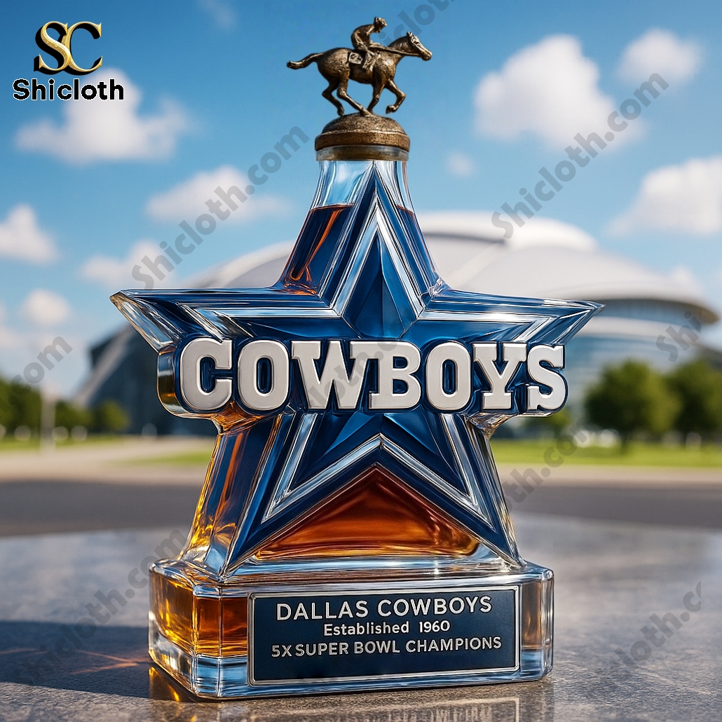 Dallas Cowboys 5x Super Bowl Champions Whiskey Bottle