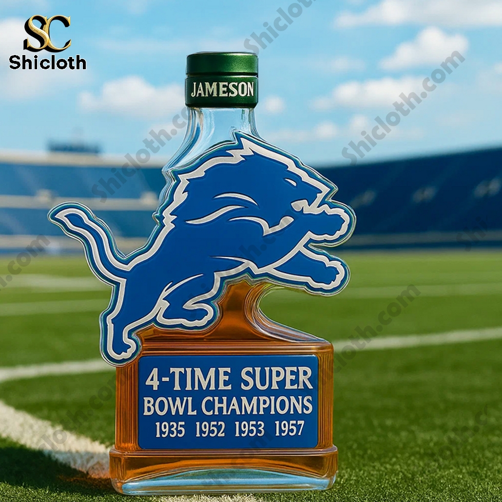 Detroit Lions 4 Time Super Bowl Champions Whiskey Bottle 3 Detroit Lions 4 Time Super Bowl Champions Whiskey Bottle - Image 3