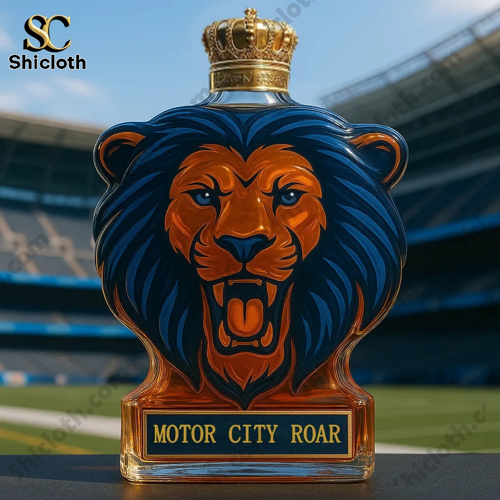 Detroit Lions Roary Mascot Motor City Roar Whiskey Bottle