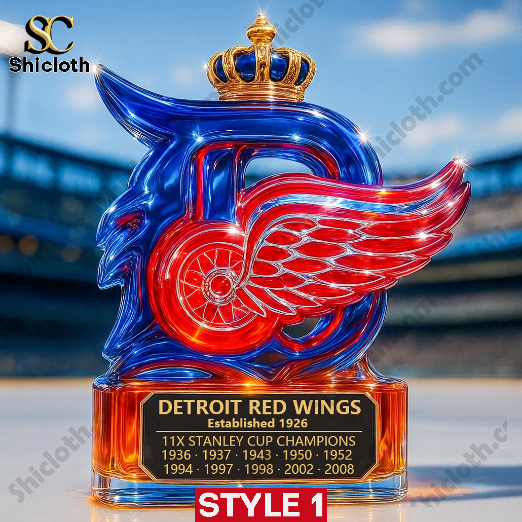 Detroit Red Wings 11x Stanley Cup Champions Whiskey Bottle