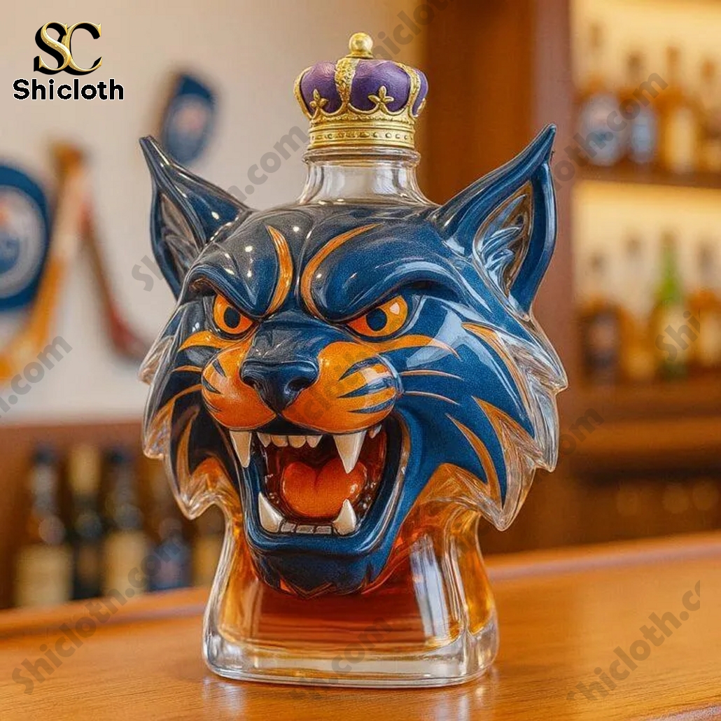 Edmonton Oilers Hunter the Lynx Mascot Whiskey Bottle