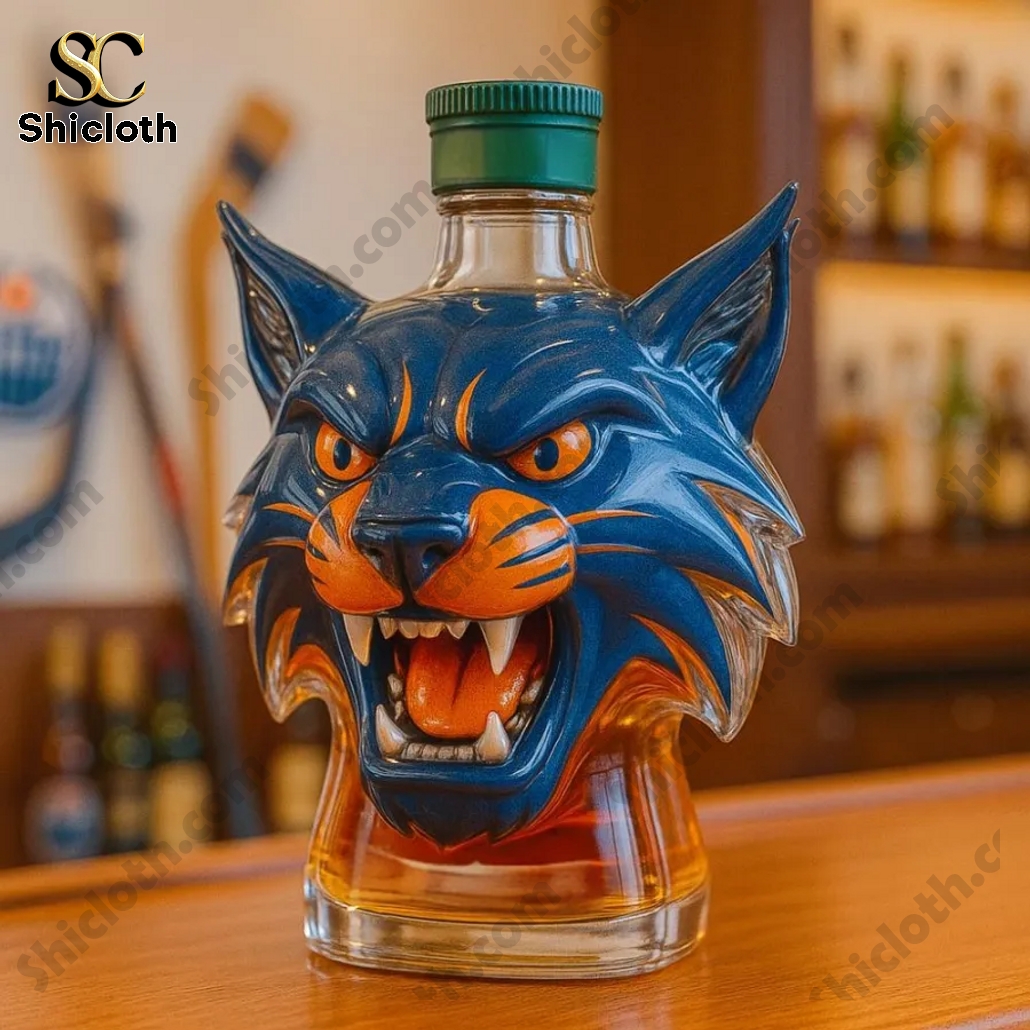 Edmonton Oilers Hunter the Lynx Mascot Whiskey Bottle 6 Edmonton Oilers Hunter the Lynx Mascot Whiskey Bottle - Image 6