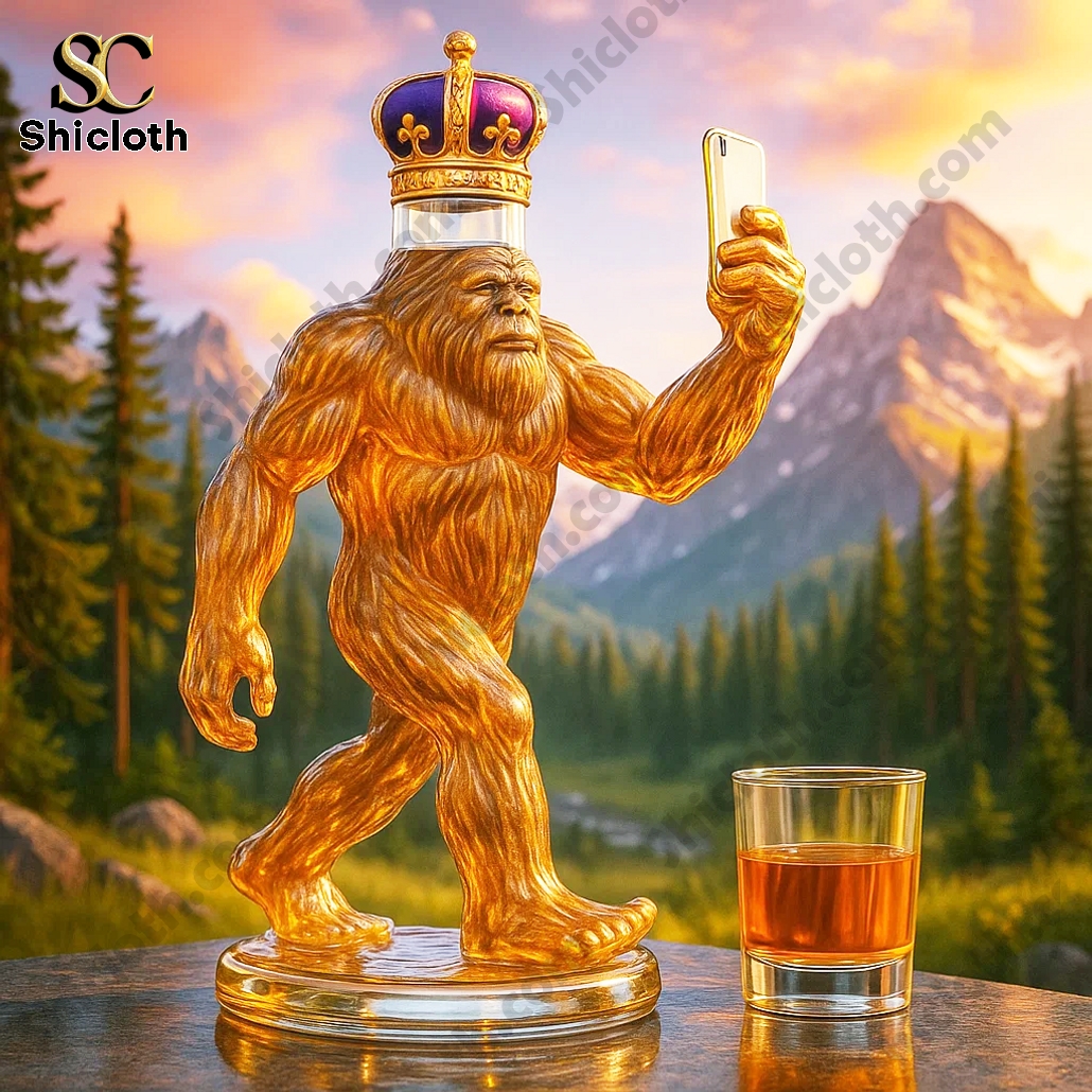 Funny Selfie Bigfoot Whiskey Bottle