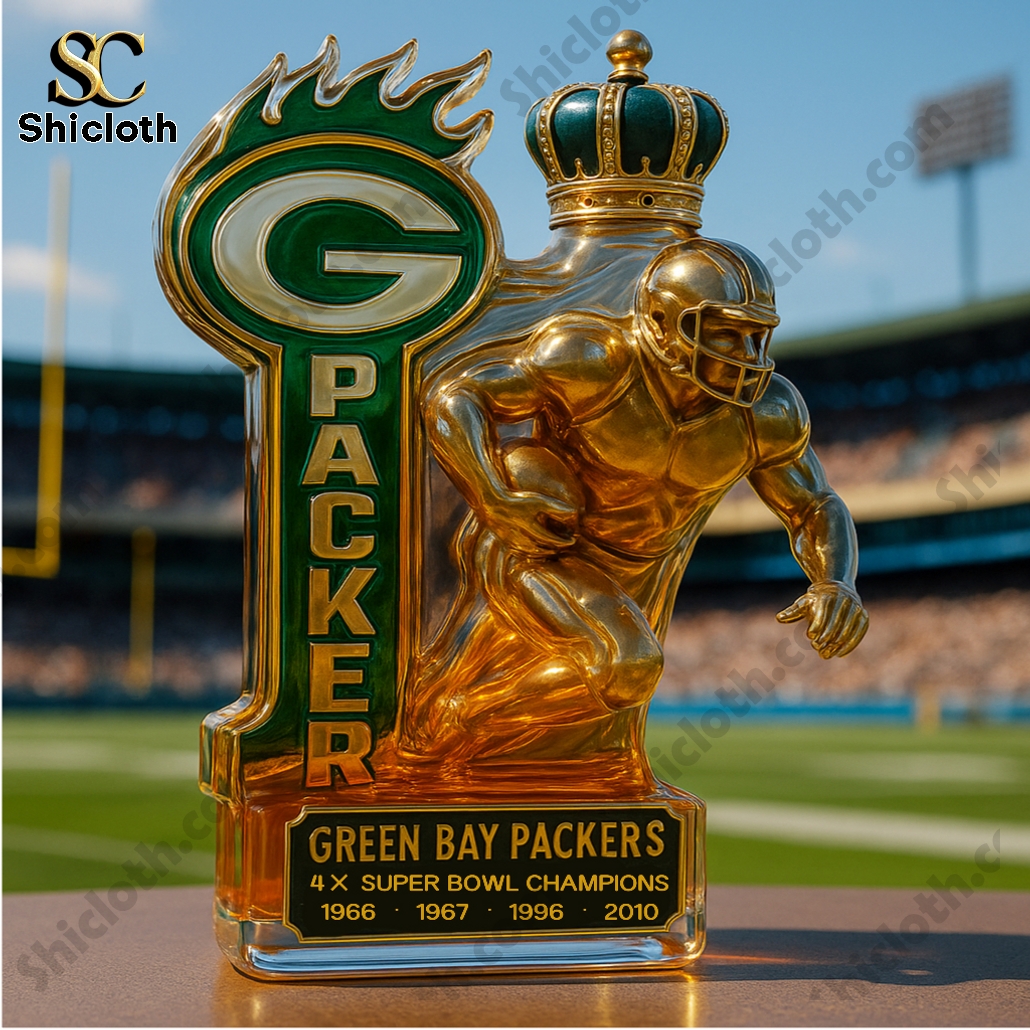 Green Bay Packers 4x Super Bowl Champions Whiskey Bottle