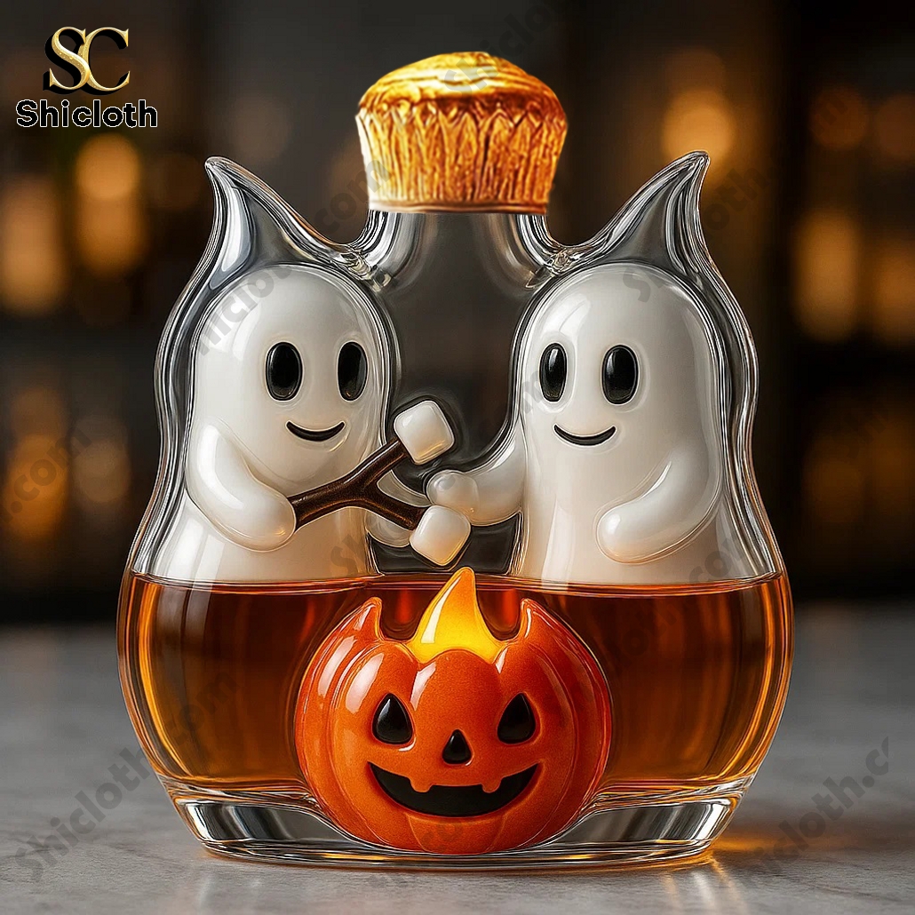 Halloween Ghost Campfire Gathering Limited Edition Whisky Bottle