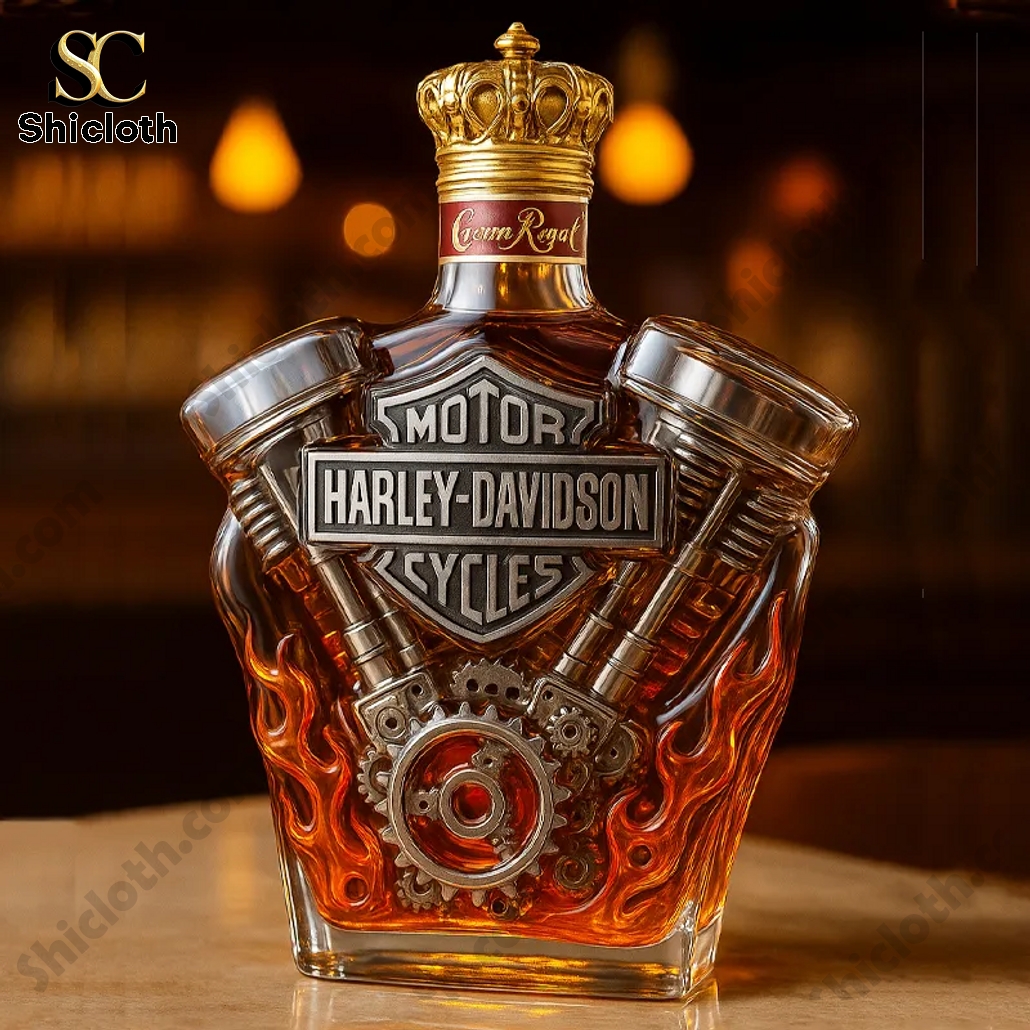 Harley-Davidson Engine Crown Royal Whiskey Bottle