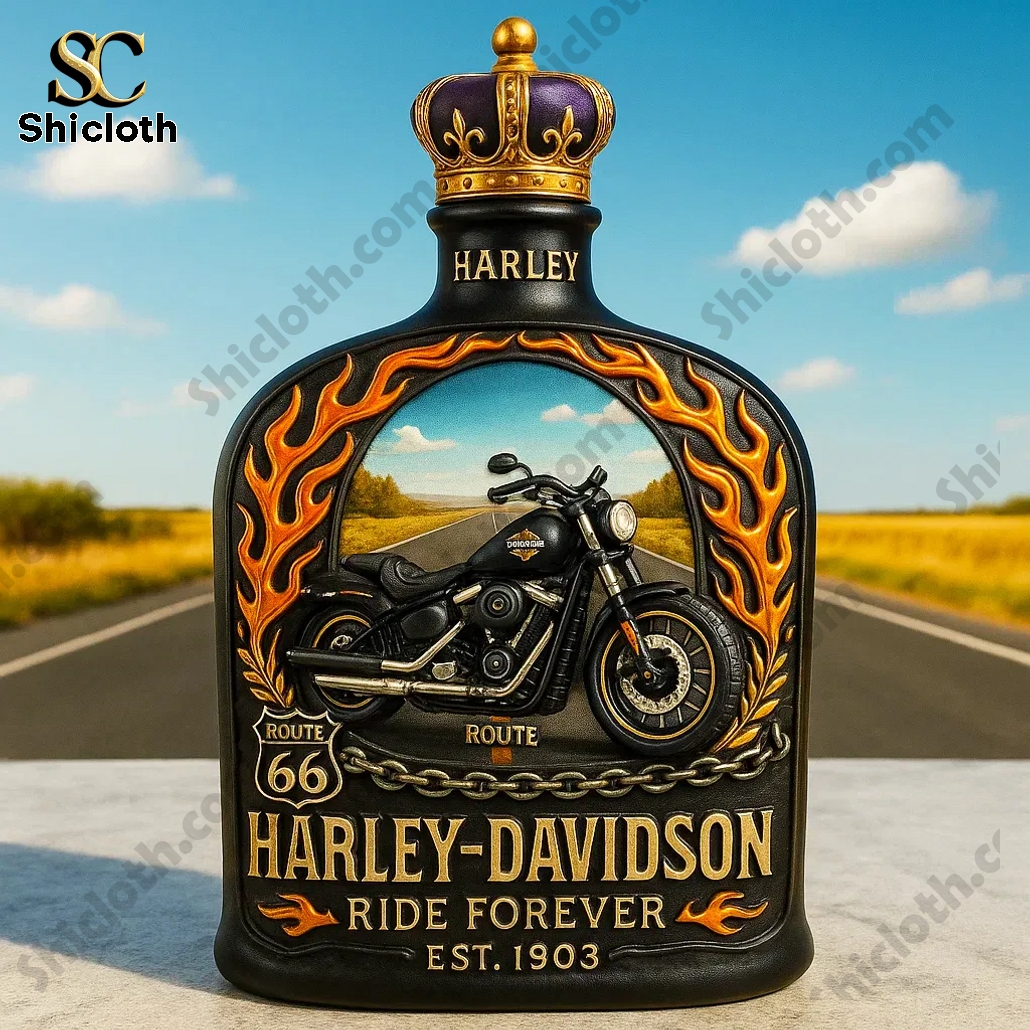 Harley Davidson Ride Forever EST 1903 Crown Royal Whiskey Bottle