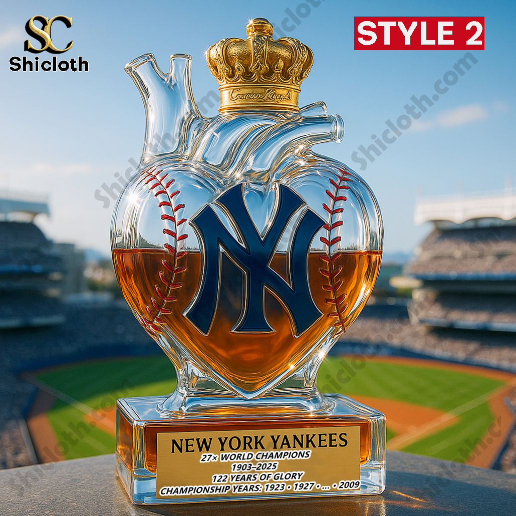 Heart of the New Yord Yankees 27x World Champions Whiskey Bottle