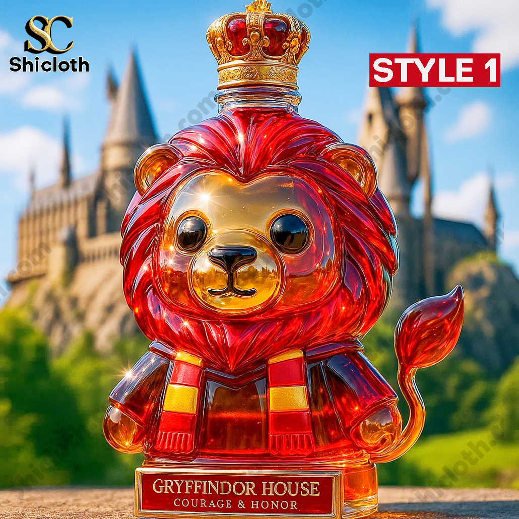 Hogwarts Gryffindor Lion Courage & Honor Whiskey Bottle