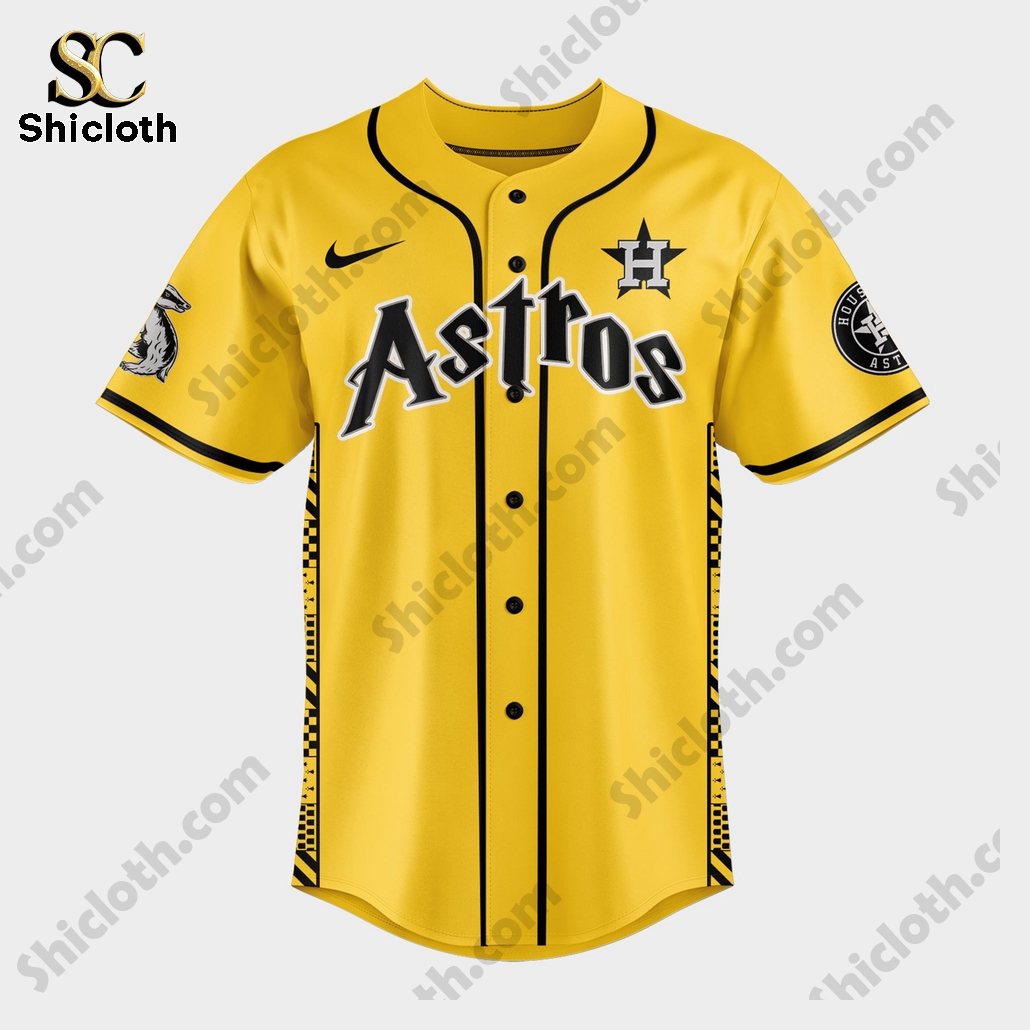 Houston Astros Hufflepuff House Baseball Jersey 3 Houston Astros Hufflepuff House Baseball Jersey - Image 3