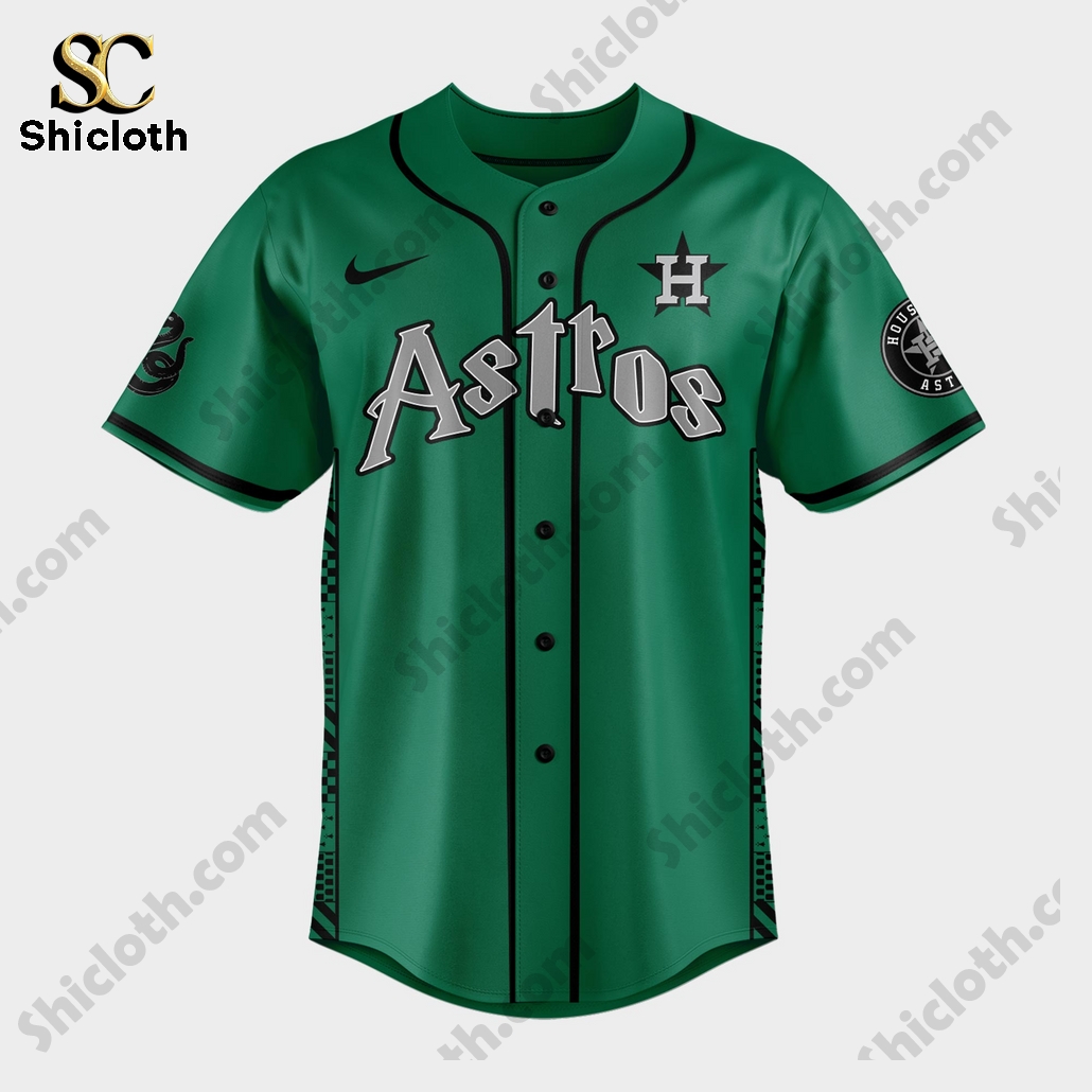 Alternative view of Houston Astros Slytherin House Baseball Jersey