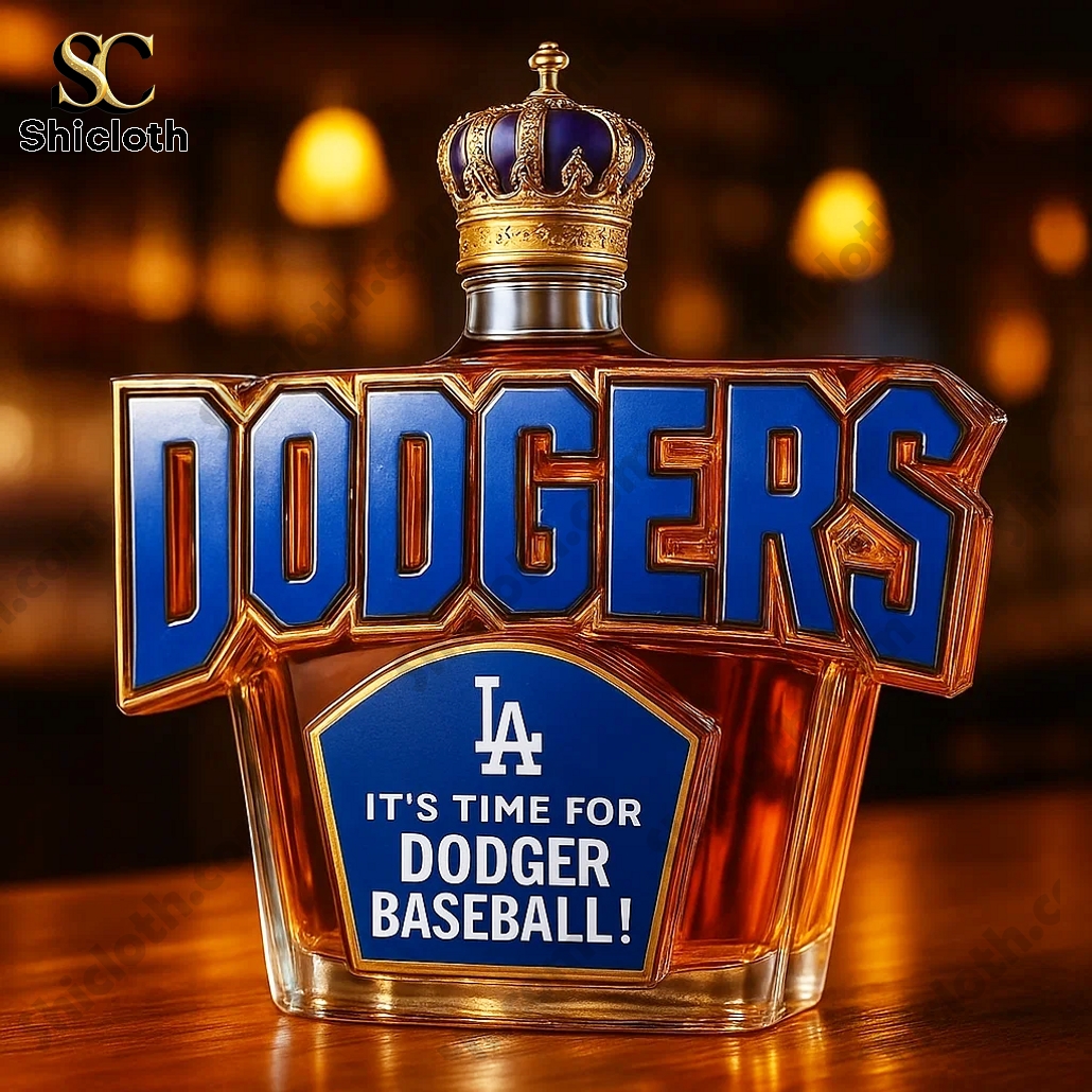 It's Time For Los Angeles Dodgers Baseball Crown Royal Whiskey Bottle