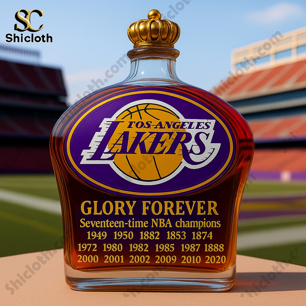 Los Angeles Lakers Glory Forever 17 NBA Champions Whiskey Bottle