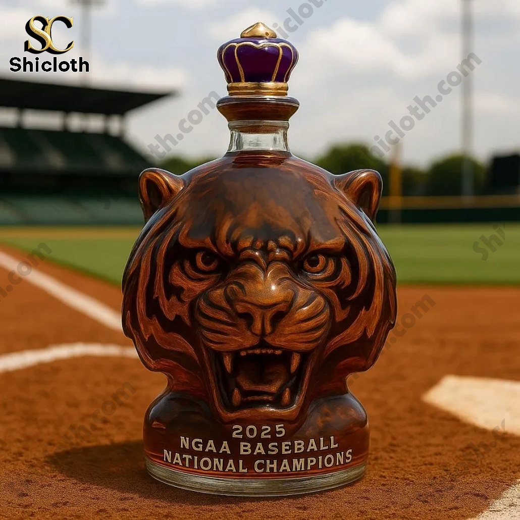 LSU Tigers National Championship Mike the Tiger Mascot Whiskey Bottle