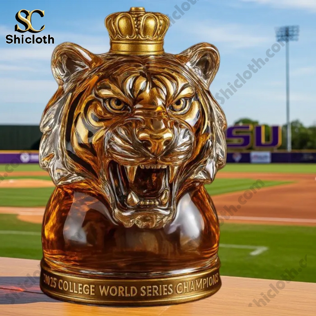 LSU Tiger's On Winning 2025 NCAA Baseball Championship Whiskey Bottle