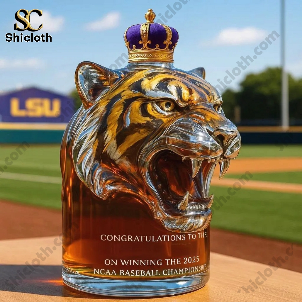 LSU Tigers 2025 College World Series Champions Whiskey Bottle