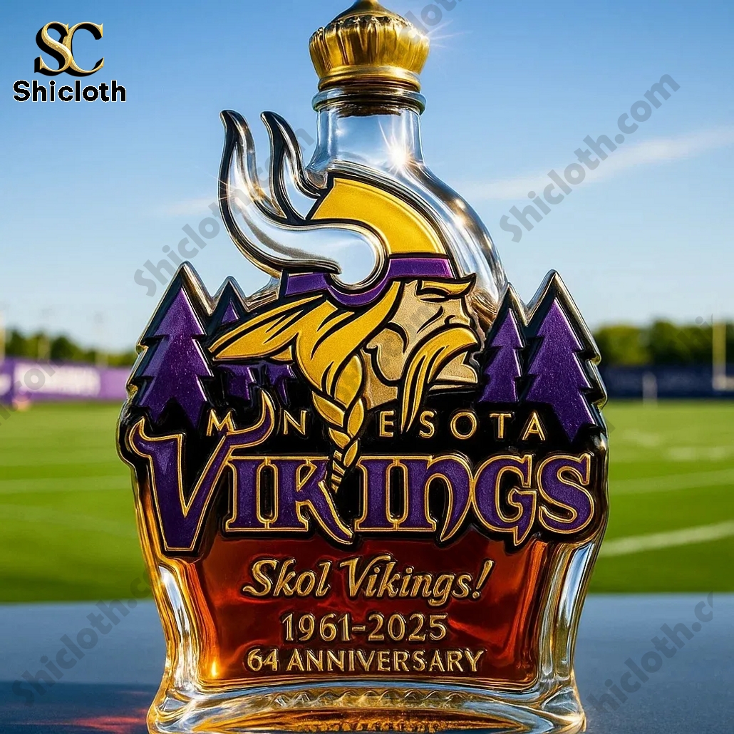 Minnesota Vikings Skol Vikingsl 65th Anniversary Edition Whisky Bottle