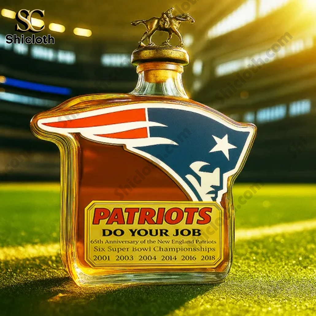 New England Patriots 65th Anniversary NFL Whiskey Bottle 10 New England Patriots 65th Anniversary NFL Blanton's Whiskey Bottle