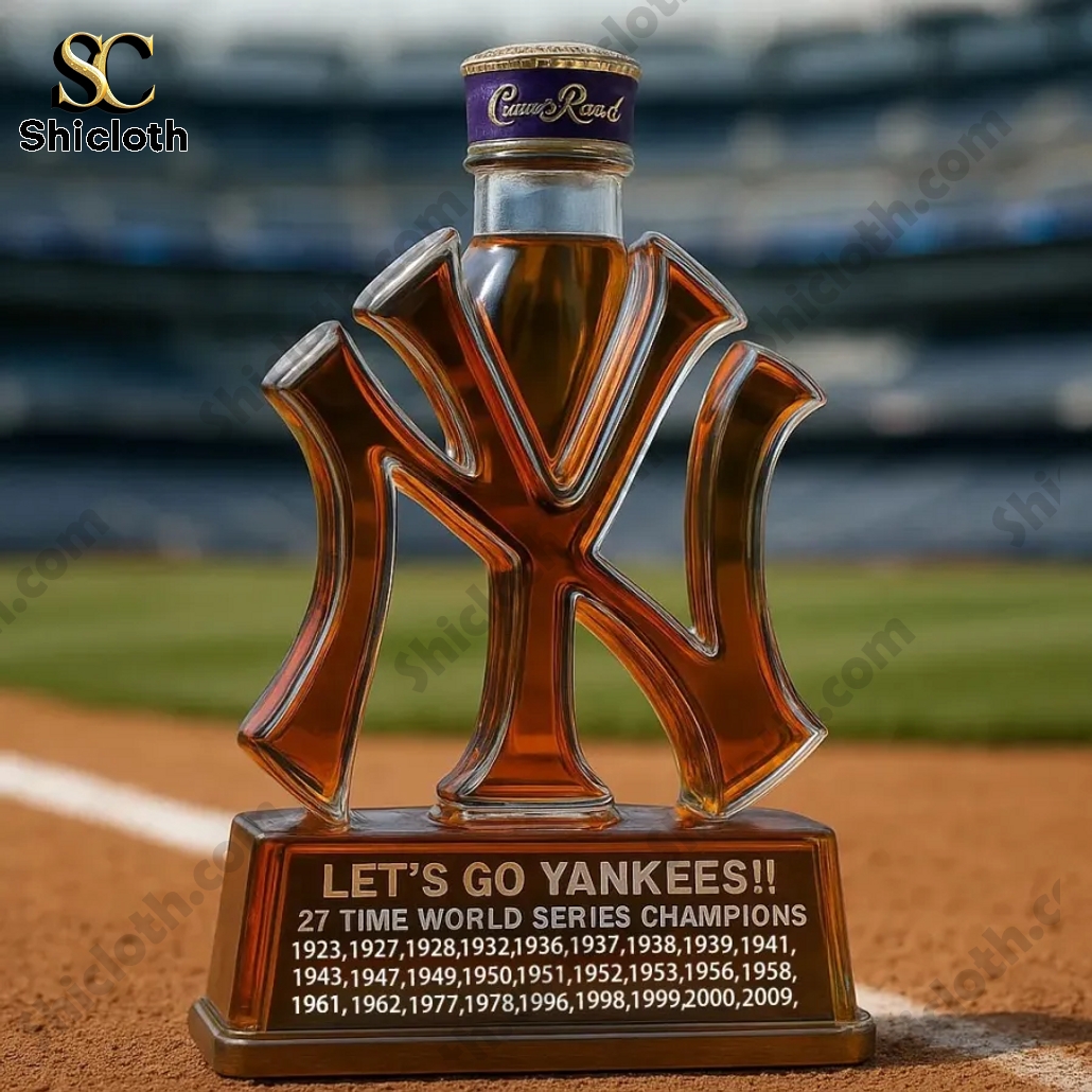 New York Yankees 27 Times World Serie Champs Whiskey Bottle