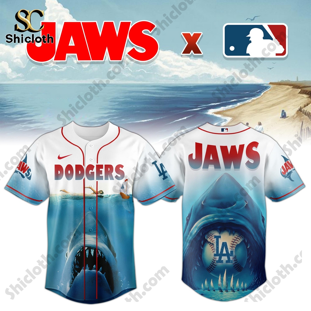 Alternative view of Official All Team MLB x Jaws Collaboration Baseball Jersey