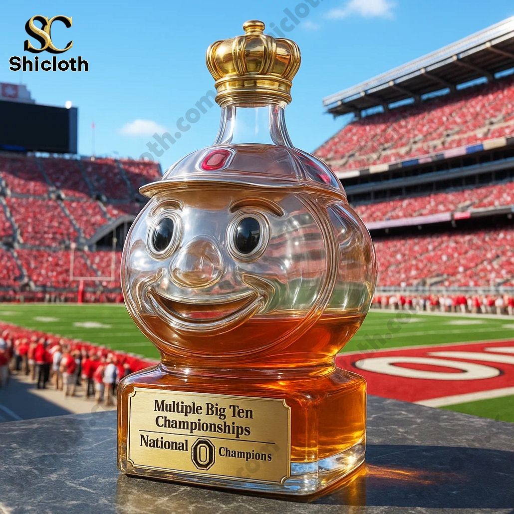 Ohio State University Brutus Buckeye Whiskey Bottle