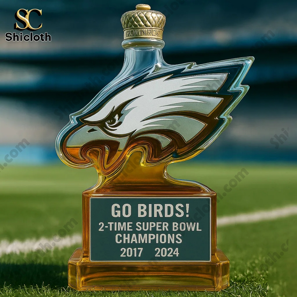 Philadelphia Eagles 2 Time Super Bowl Champions Whiskey Bottle