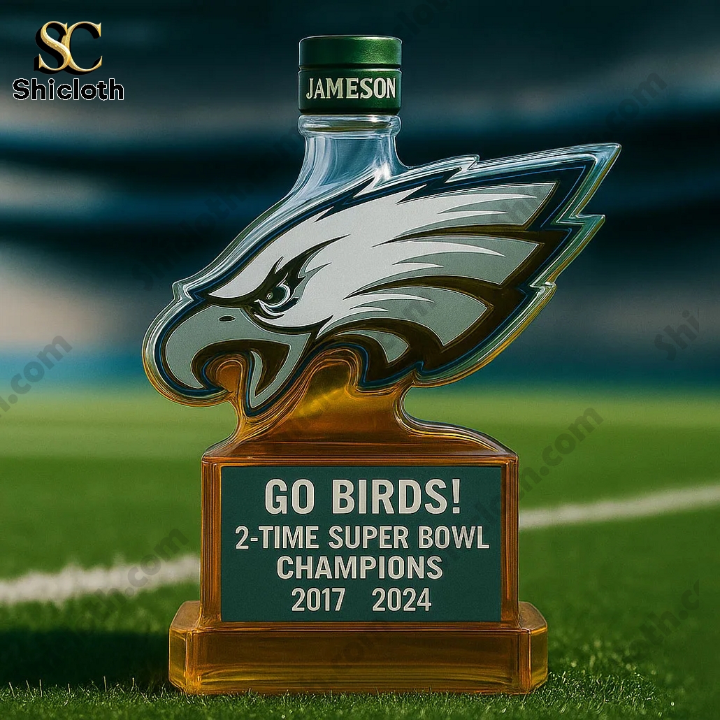 Philadelphia Eagles 2 Time Super Bowl Champions Whiskey Bottle 8 Philadelphia Eagles 2 Time Super Bowl Champions Jameson Whiskey Bottle