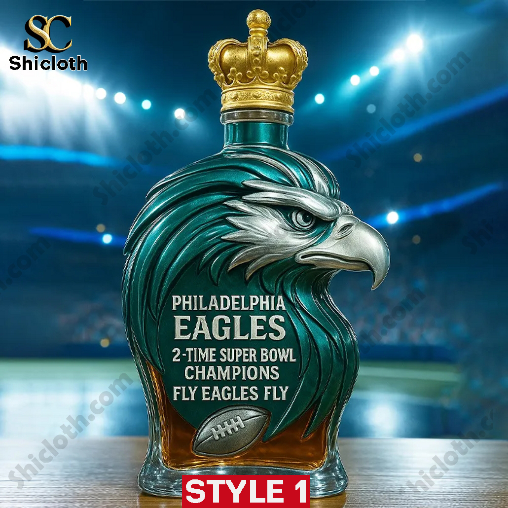 Philadelphia Eagles 2 Time Super Bowl Champs Whiskey Bottle