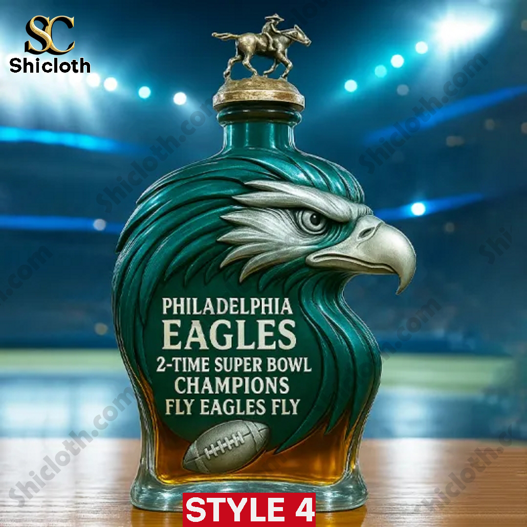 Philadelphia Eagles 2 Time Super Bowl Champs Whiskey Bottle 4 Philadelphia Eagles 2 Time Super Bowl Champs Whiskey Bottle - Image 4