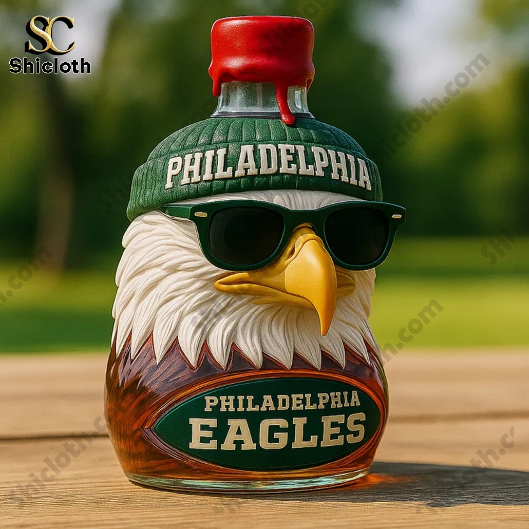 Philadelphia Eagles Glasses Whiskey Bottle 3 Philadelphia Eagles Glasses Whiskey Bottle - Image 3
