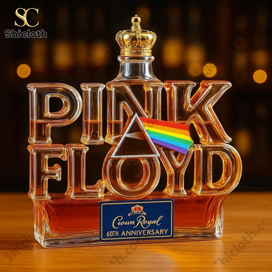 NEWEST Pink Floyd 60th Anniversary Word Shaped Whiskey Bottle