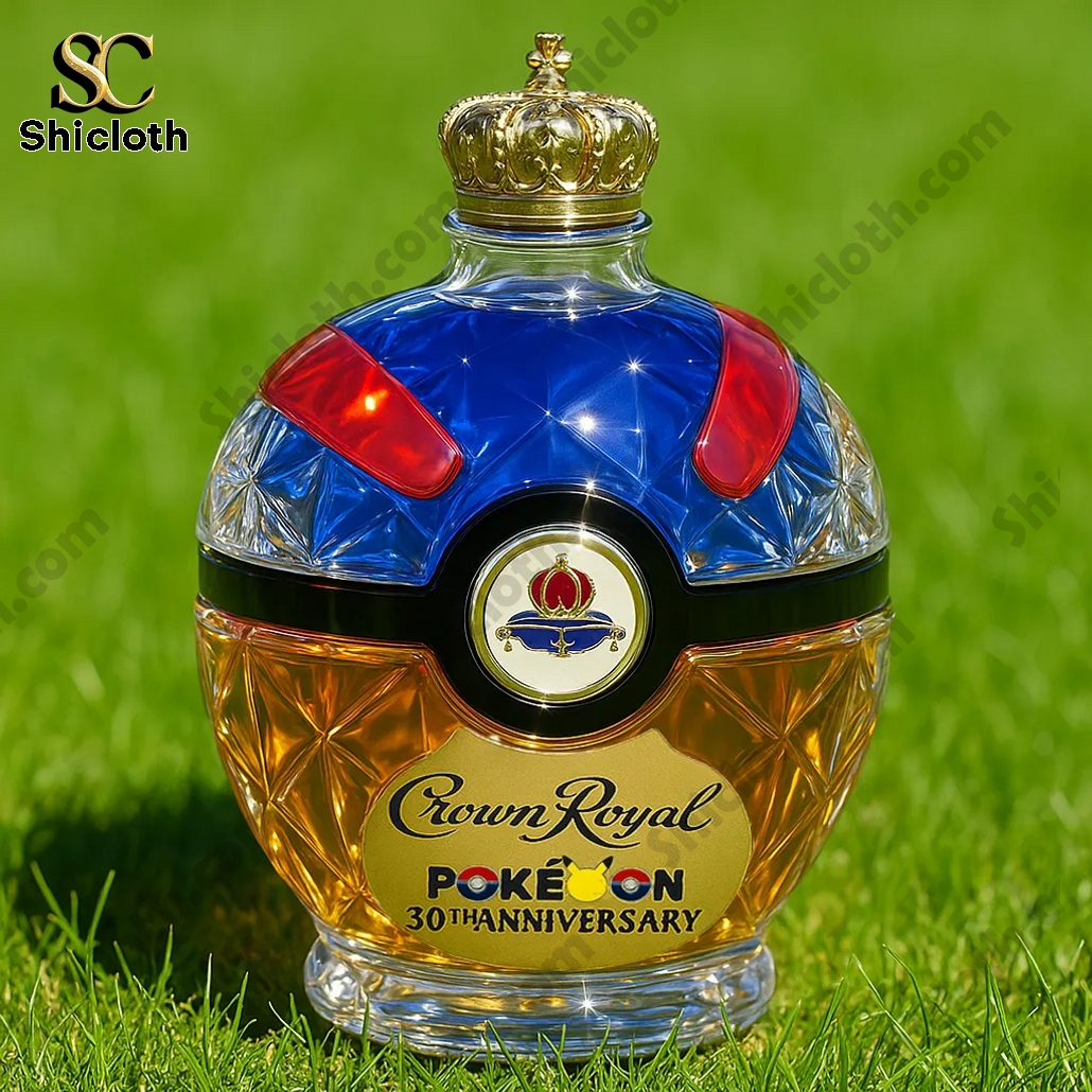 Pokeball Pokemon 30th Anniversary Crown Royal Whiskey Bottle