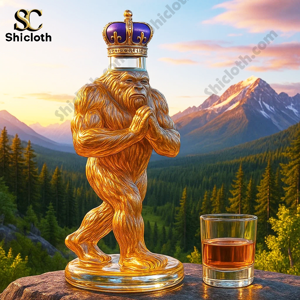 Praying Bigfoot Whiskey Bottle