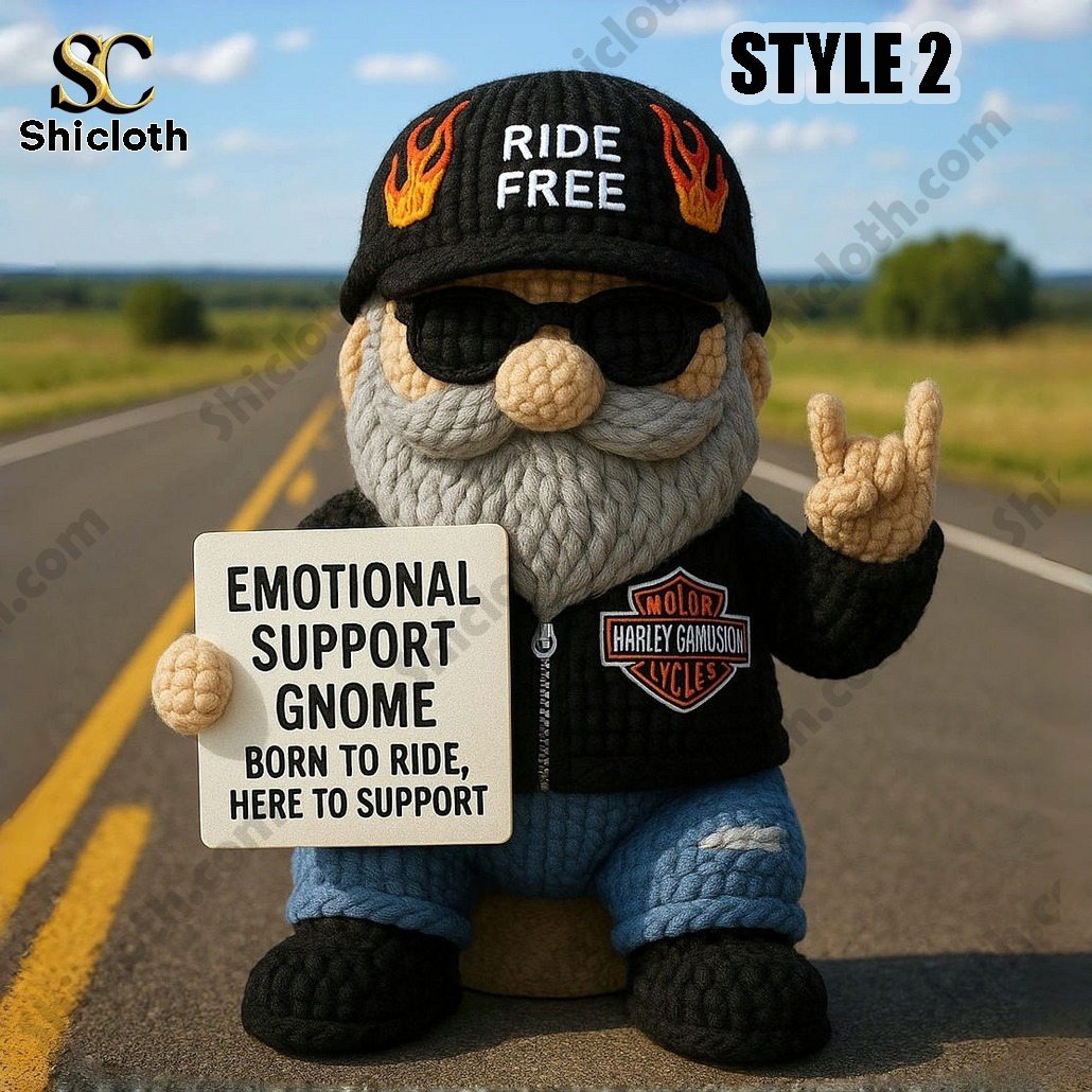 Harley-Davidson Gnome Emotional Support Crochet Doll 2 Harley-Davidson Gnome Emotional Support Crochet Doll- Style 2