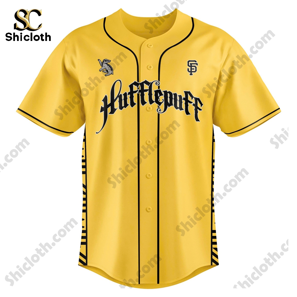 Alternative view of San Francisco Giants Hufflepuff House Baseball Jersey