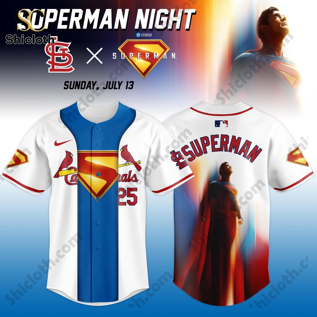 Alternative view of St. Louis Cardinals Superman Night Game Baseball Jersey