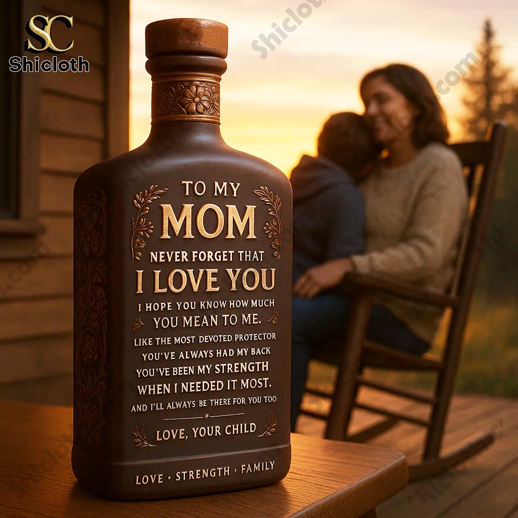 To My Mom Never Forget That I Love You Whiskey Bottle