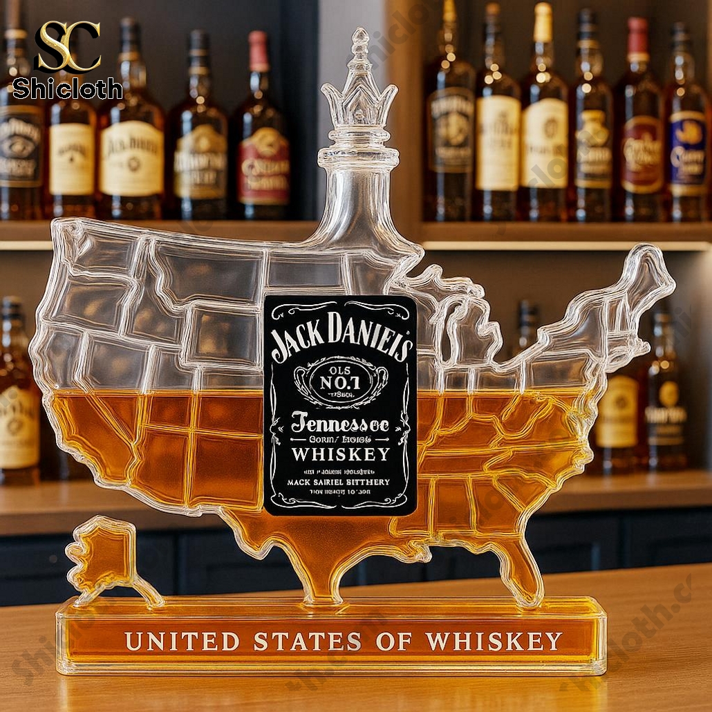 United States Map Whiskey Bottle