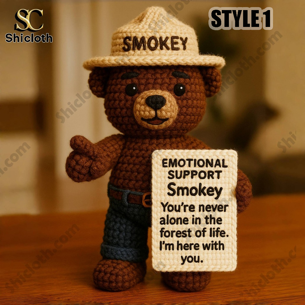 Smokey Bear Emotional Support Crochet Doll