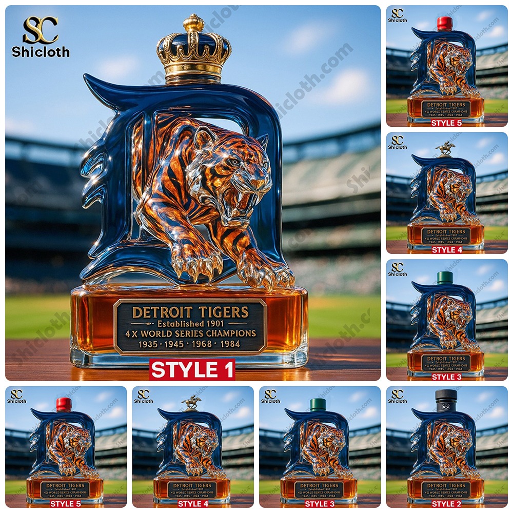 BEST SELLER Detroit Tigers 4x World Series Champions Whiskey Bottle 3 BEST SELLER Detroit Tigers 4x World Series Champions Whiskey Bottle - Image 3